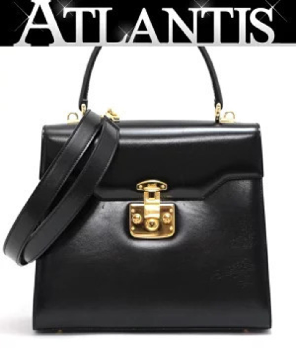 Gucci Lady Lock 2way Shoulder Bag Calf Leather Black